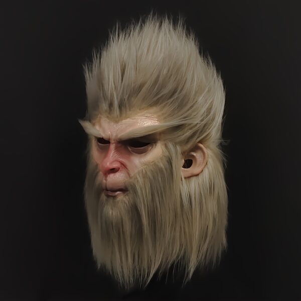 a708d80b-8956-405e-92c3-188f76fdd2d2.jpg Latex Monkey King Mask for Halloween Cosplay - Realistic White & Golden Makeup, Black Costume with Detailed Fur Texture, Perfect for Theater Performances & Themed Parties, Halloween Costume | Detailed Mask Design | Realistic Makeup, Halloween Costume Accessories