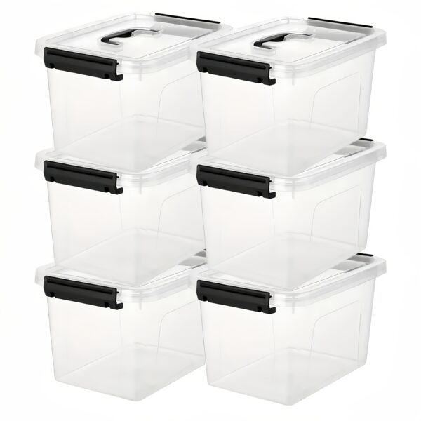 6-Pack Clear Plastic Storage Boxes With Latches And Lids, 6 Quart Stackable Organizer Containers, Multiple Sizes Are Available For Selection, Suitable For Storing Items Of Various Sizes, Multipurpose Lockable Bins For Home And Office Use
