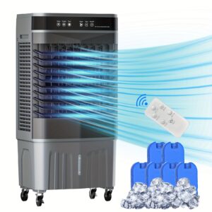 1800/2800CFM Evaporative Air Cooler Portable, Swamp Cooler W/ 12H Timer, 3 Speeds, Ice Packs for Fast Cooling, Large Water Tank - Indoor & Outdoor Use for Bedroom, Office, Garage, Patio
