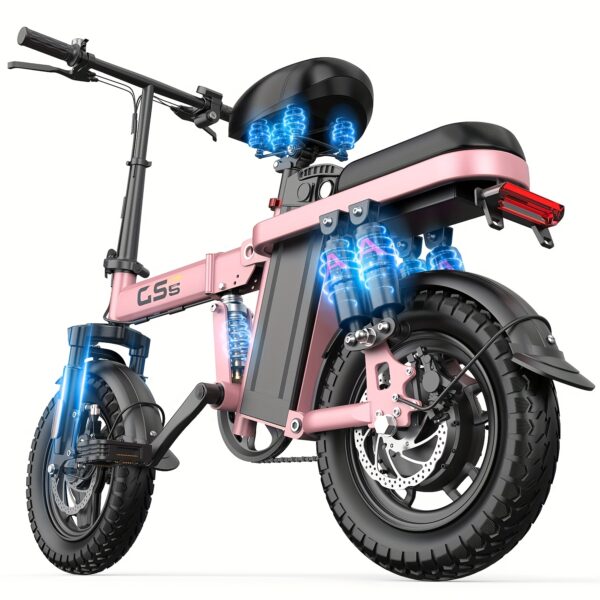 740W High-Power Electric Scooter - 19 MPH Fast Ride, 40-Mile Long Range, Dual Suspension & Quadruple Shock Absorption, Foldable Wide Platform with Detachable Storage Box, Dual Brakes, Front Headlight with Blue Backlight Effects, Dual Power Source (Battery/AC), US Plug - for Urban Commute, Long-Distance Riding - Available in Pink, Black, Red, Purple, Blue, - Ideal for Adults, Mobility Scooter, Quality Traction Tires