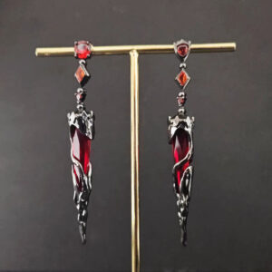 Women's Gothic Dragon Statement Earrings - Dark Red & Black Rhinestone Statement Earrings with Irregular Dragon Scale Design, Large Statement Dangle Earrings for Casual Attire, Parties, Costume Events - Bold Statement Jewelry Gift for Women, Year-Round Wear, No Plating, Intricately Designed Dragon-Shaped Earrings with Red and Black Rhinestone Accents, Perfect for Casual or Formal Occasions, Earrings For Women, Beaded Earrings, Earrings For Women High Quality