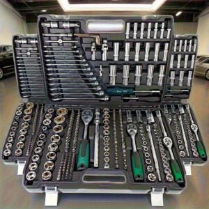 A Set of 46&216pcs Black Car Repair Tool Set, Auto Repair Car Socket Wrench Set Ratchet Quick Wrench Combination, Suitable for Cars, Bicycles, and Motorcycles Comprehensive Solution Multi-functional Manual Wrench Set GS46&216-19