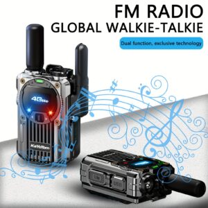 Global Walkie-talkie Two-way Radio Walkie-talkie Portable Radio 5000 Miles Communication Free Band Am/Fm Home Radio Unlimited Distance - Rechargeable PTT Cellular Radio One-click Connection Two Units Equipped with 2 SIM Cards