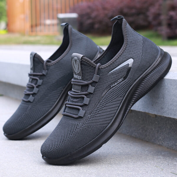 Men'S Lightweight Breathable Mesh Sneakers - Slip-On Casual Shoes with Lace-Up Design, Black & White Contrast, Comfortable Fabric Lining for All-Season Wear - Perfect Gift for Husband, Dad, or Friends, Everyday Comfort Footwear, Sleek Shoe Design, Durable Traction Footwear