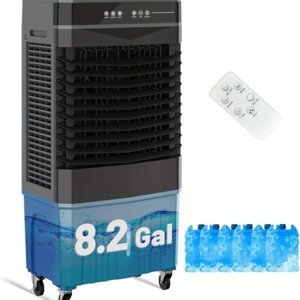 aa89f8c9-0bac-493c-ab53-8a124e603b34.jpg 2800CFM Evaporative Air Cooler, Portable Swamp Cooler with 6 Ice Packs for Indoor Outdoor Use, 3 Speeds, 12H Timer, 8.2Gal Large Water Tank for Bedroom Office Garage, Outdoor Cooling, Workspace Cooling, Glass Top Design, Stylish Cooler, Efficient Cooling, Highcapacity Tank, Evaporative Cooler, Cooling System, Event Organizers, Home Users