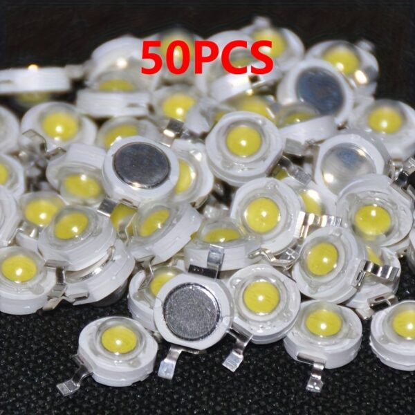 ab82a628-d29b-4687-80cf-aec22f6f6994.jpg 50 Ultra-Bright Cool White LED Beads, High-Power Metal Base with 3V-3.4V, Suitable for Industrial Electrical Projects.