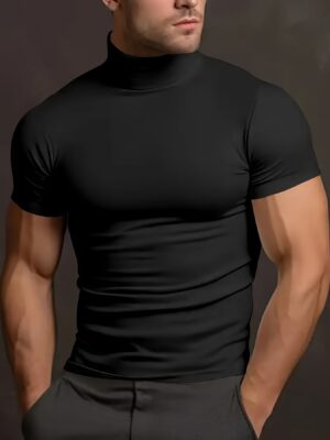 MCKENATEN MK Men's Quick-Dry Stretch Fit T-Shirt - Summer Solid Color Short Sleeve Crew Neck, Moisture-Wicking & Machine Washable for Gym, Casual & Outdoor Activities, Outdoor Activewear | Minimalist Tshirt | Smooth Texture Shirt