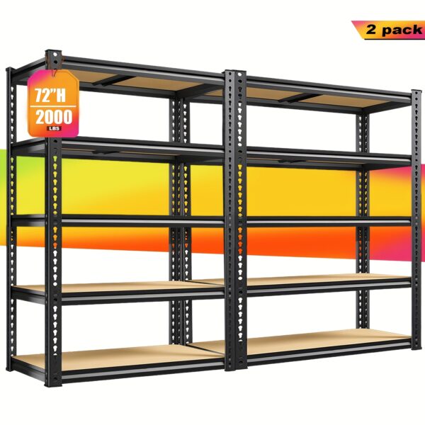 acafc38a-a117-4214-90ea-1787906982cb.jpg Heavy Duty Garage Shelves - 2pcs Extra Tall 72" Metal Storage Rack, 2000LB Capacity Shelf, Adjustable Height, Easy Assembly Freestanding Garage Shelving Units for Garage, Warehouse, Office - Industrial Shelving Organizer, Construction, Utility Shelve, Storage Shelves Garage, Garage Accessories, Construction Organization, Spacesaving Design, Durable Rack, Reinforced Frame, Home Organizers, Warehouse Managers, Utility Shelves