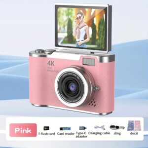 4K HD Digital Camera with 2.4-Inch Flip Screen, Professional Camcorder for Vlogging and Photography – Perfect Beginner's Gift for Thanksgiving & Christmas Holidays