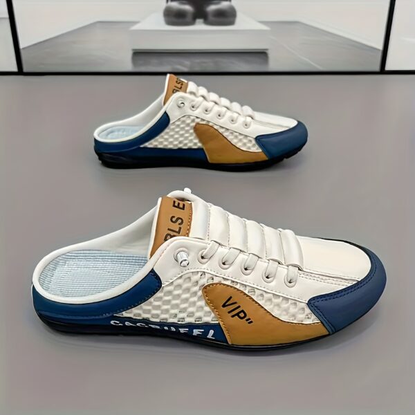 [MAINALUN Slip-On Sandals] MAINALUN Men's Slip-On Casual Sandals | Lightweight, Breathable, Non-Slip PVC Sole, PU Upper in Khaki/Gray/White | Indoor, Vacation & Everyday Comfort Shoes