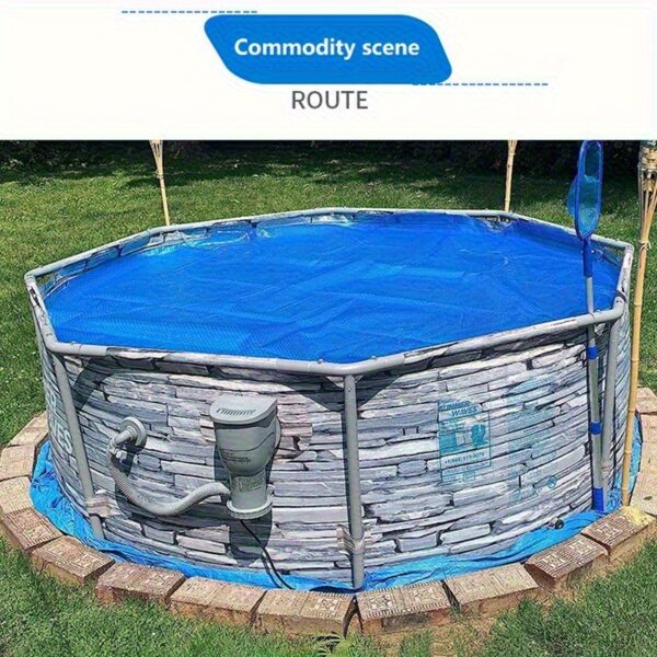 1pc Heavy Duty Rectangular Solar Insulation Blanket - In-Ground Floating Bubble Wrap Cover for Pools, Hot Tubs & Outdoor Patio, UV Protection & Heat Reduction, Easy Install with Adhesive Strips, Blue, Pool Cover Insulation, Patio Enhancement, Rectangular Design, Durable PVC Material