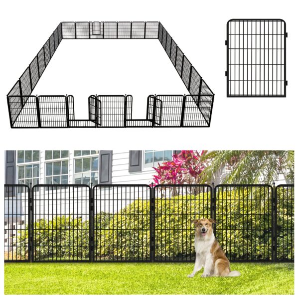 aeb5ad8f-4a54-4d66-8b03-af6155b4c492.jpg Sturdy 40" High Metal Dog Fence - Rust-Proof, Weatherproof Garden Border for Large & Medium Dogs | Indoor/Outdoor Use with Anti-Rust Coating | Perfect for Playtime & Training