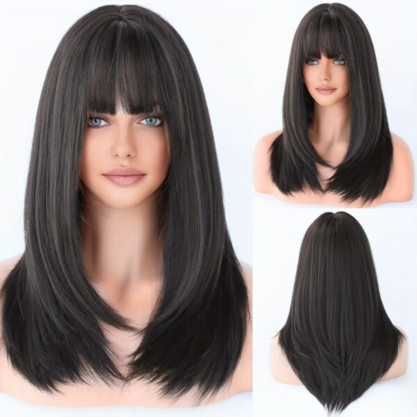 Long Straight Synthetic Heat-Resistant Wig for Women - Density Rose Net Cap, Natural Look for Cosplay, Parties & Role-Play, Easy Maintenance, Adds Volume & Length, Party Hairpiece, Cosplay Accessory, Voluminous Hairpiece