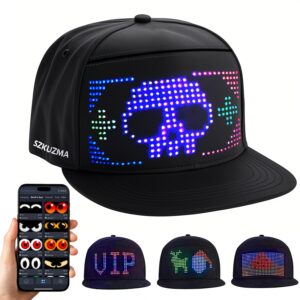1 Programmable LED Display Hat, DIY Text Scrolling Information, APP Control, Multiple Patterns And Animations, Creative Hat, Adjustable Size, Suitable for Both Men And Women, Suitable for Gatherings And Carnivals, Halloween And Christmas Gifts, Festival Gear, Holiday Gifts, Animated Cap, Luminous Hat, Highquality Pu, Durable Construction, Headwear, Smart Cap, Gift Shoppers, Tech Enthusiasts