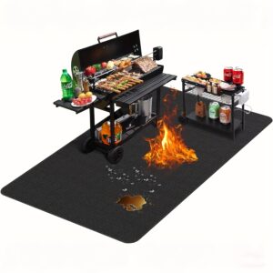 b174ac4f-39c3-4d99-82cc-b56cbec4fb72.jpg Large 76"x51"/72"x39"/60"x48" Heavy-Duty Fireproof Waterproof & Oil-Proof Under Grill Mat - Double-Sided BBQ Mat with Raised Edges, Easy Clean Surface for Outdoor Grills, Fire Pits, Decks, Patios, Lawns - Durable Silicone/Glass Fiber Protector for Spills & Heat Protection, Stove Lining Mat, Dog Phone, Under The Grill Boil Proof Floor Mat, Cooking Tray, Stove Cover, Food Grade Material, Multipurpose Mat