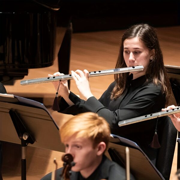 b1867328-6d3e-4f37-b8da-2c2c74146e66.jpg Thickened Metal Flute, Traditional Chinese Instrument with High Pitch Range, Suitable for Performances and Musicians' Practice, Beginner Band and Orchestra Accessory, Silvery-Gray Color, Alto Range, Practice Flute, Musical Performance, Classic Instrument, Elegant Design, Durable Construction, Highquality Metal, Professional Flute, Beginner Musicians, Band Members