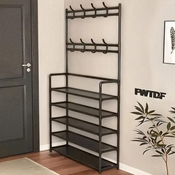 Clothes Hanger At The Entrance, Shoe Rack, Shoe Organizer At The Entrance, Bedroom Bench Hanger Combination with Hooks At The Entrance, Corridor Rack for Storing Shoes, Clothes, Jackets, Hats, Bags, Umbrellas, Home Accessories