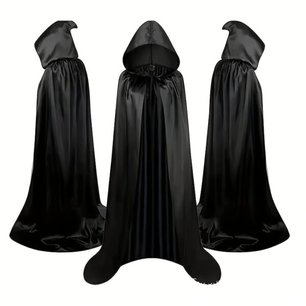 [Medieval Magic Costume] Black Polyester Halloween Cosplay Costume | Wizard Robe with Monk Hat, Medieval Magic Death Cloak for Adults and Youngsters