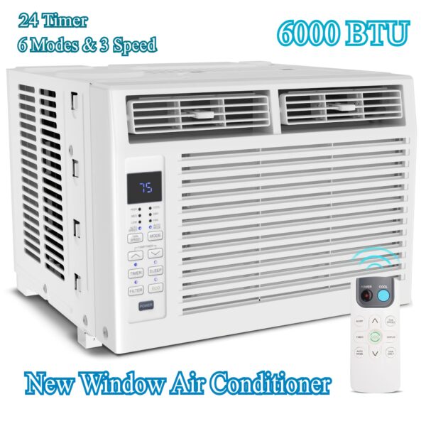 b39719ca-e11e-4785-b125-6141ab868479.jpg 10, 000BTU/6000BTU/5000BTU Window Air Conditioner, Cool, Dehumidifier And Fan Function, Timer, Sleep Mode And Low Noise, Easy Installation Air Conditioner, Gifts, And Tower Fan for Bedroom 25ft/s Standing Fan 85° Oscillating