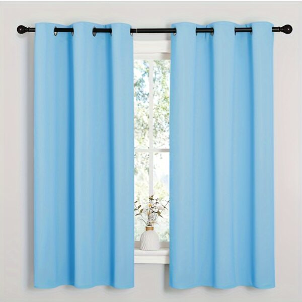 2-Pack Synthetic Gemstone Blue Solid Color Blackout Curtains, Thermal Insulated and Noise Reducing for Living Room, Bedroom, Laundry Room & Balcony – Fresh & Stunning, 52" x 63", 132cm x 160cm, Blackout Curtains For Bedroom, Curtains For Bedroom, Curtains For Living Room, Cortinas Blackout, Blackout Curtains For Living Room, Cortina Black Out, Window Curtain, Short Curtains, Soundproof Curtain, Thermal Blackout Curtains