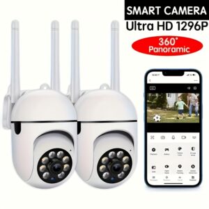 2pcs Compact Wireless IP Security Cameras - 3MP Full HD Video, 2.4G Long Range WiFi Connection, Night Vision, APP Remote Surveillance, 2-Way Voice Intercom, Motion Detection, Real-Time Alerts for Home & Business Surveillance