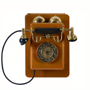 Vintage Handcrafted Iron Telephone Model Statue - Antique European & American Style, Rustic Brown with Black Cord, Ideal for Indoor/Outdoor Decor, Perfect for Living Room, Bedroom, or Entryway, Indoor Decoration | Vintage Telephone | Detailed Craftsmanship, Vintage Decor