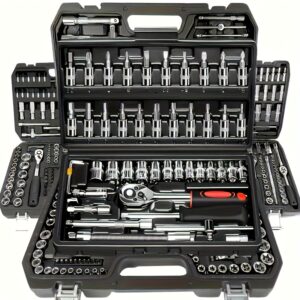 Professional Multi-Vehicle Repair Tool Kit - Manual Ratchet & Socket Set for Car, Motorcycle, Bicycle Emergency Fixes (Compact All-in-One Case)