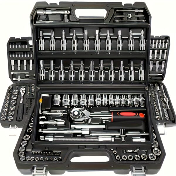 Professional Multi-Vehicle Repair Tool Kit - Manual Ratchet & Socket Set for Car, Motorcycle, Bicycle Emergency Fixes (Compact All-in-One Case)