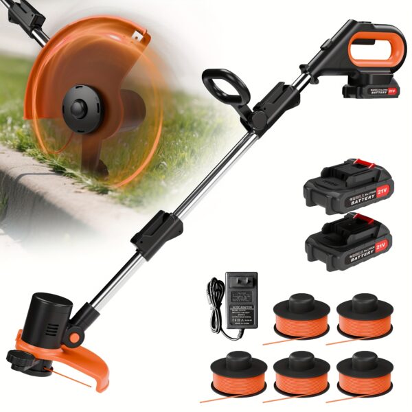 b6be62e3-ee11-43fc-833e-83006ff694ca.jpg ZNZOEY 3-in-1 21V Cordless Grass Trimmer, Weed Wacker & Lawn Edger with 5 Spools - Lightweight String Trimmer for Yard Work, Includes 2.0Ah Battery & Fast Charger, Auto Line Feed for Easy Cutting
