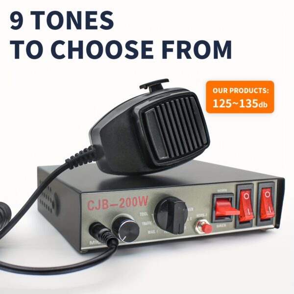 b79273c3-e054-4c2c-9444-975e0e46d2f7.jpg 1pc 9-Tone PA System Controller with Handheld Microphone - Hands-Free, 12V DC, Suitable for Vehicles, Trucks, Cars, SUVs, ATVs, UTVs, Vehicle Audio Upgrade, Userfriendly Interface, Durable Construction, Vehicle Amplifier, Truck Drivers, Car Audio Upgrade, Compact Design, Sturdy Build, Truck Drivers