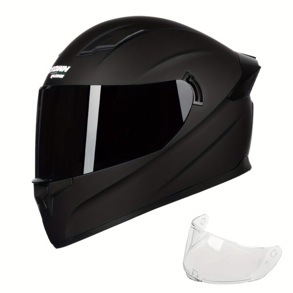 Motorcycle Helmets 2 Lenses Full Face Helmet, Matt Black F-700