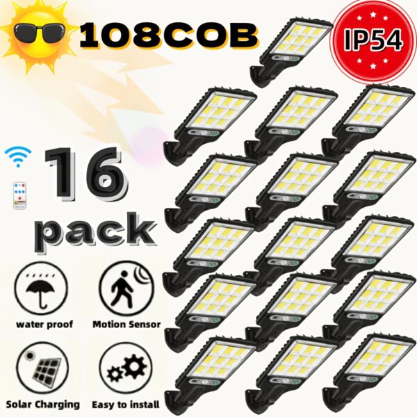 4/8/16pcs Multi-function Solar Outdoor Lights 108COB LED Sensor Floodlights With Remote Control Safety Lighting 3 Modes Optional, And Easy To Install, Suitable For Camping, Expeditions And Patios. Direct Shipping From US Warehouse