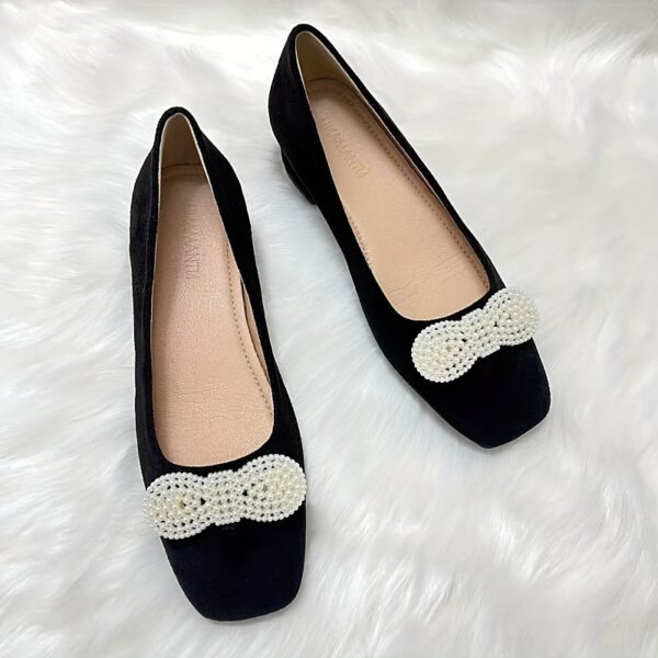 [Bowknot Mid-Heel Pumps for Women] Elegant Women's Mid-Heel Pumps with Bowknot - Square Toe, Lightweight & Versatile for All Seasons