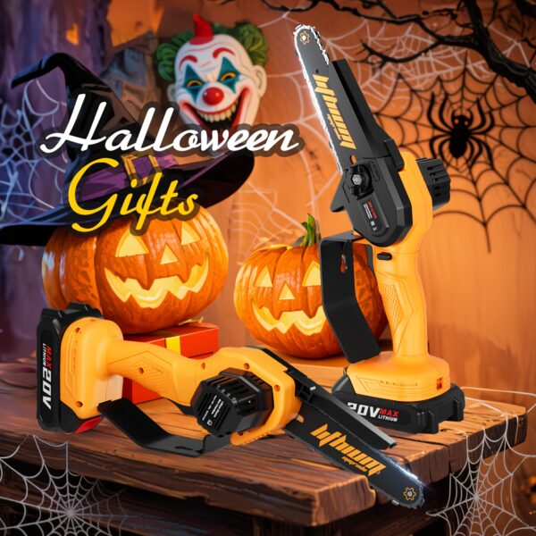 6Inch Cordless Mini Chainsaw -Upgraded Pole Saw-with Fast Charging Lithium Battery, Safety Guard, for Tree Branches, Garden, Household, Firewood Cutting-Ideal Gift for DIYers, Landscapers, Dad, Men, Women-Halloween Atmosphere Props.