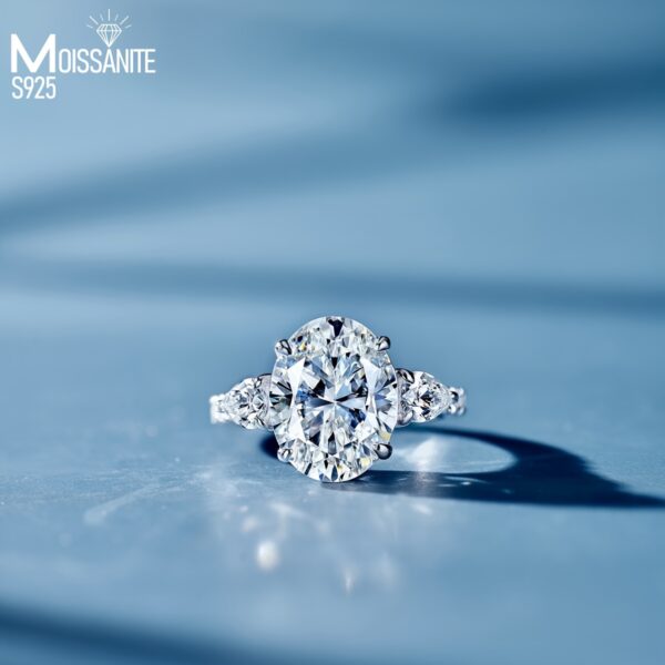 925 Silver Luminous 3 Carat Oval Moissanite Wedding Band Jewelry Men's Women's Fashion Rings Daily Party Wear for Wedding And Banquet Special Moments Valentine's Day Gift Birthday Party Ideal Gift for Christmas