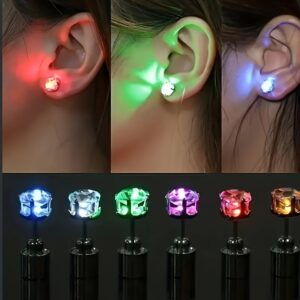 2 Pairs Of LED Flashing Color-changing Earrings - Universal Fashion Party Accessories with Natural Earrings