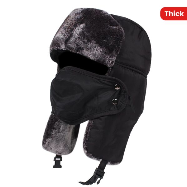 1pc Outdoor Ski Protective Cap, Warm Thick Leather Winter Hat With Face Mask, Ideal Choice For Gifts