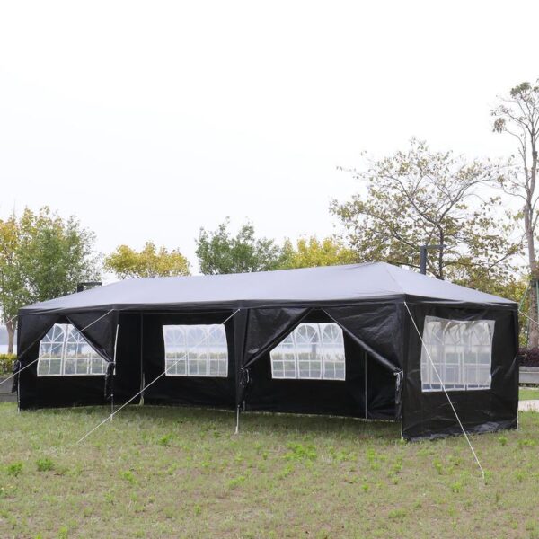 10x30ft Large Outdoor Party Tent & Gazebo with 8-Sided Design - Heavy-Duty PE Fabric & Iron Frame, -Resistant, Spacious Event Canopy for Weddings, BBQs, Camping, Backyard - All-Season Portable Tent with Arched & Doors, Ideal for 10-Person Capacity (Black) - Easy Setup, Durable & Stable, Tent For Camping, Canopy Tent, Clear Tent, Pop Up Gazebo, Event Tent, Cabin Tent, Camping Gazebo, Camping Tent Gazebo