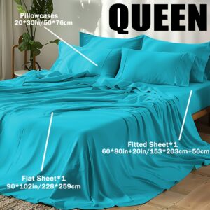 Premium 2000TC Cooling Sheet Set - y Bamboo Bed Sheet Set - Ultra Soft Queen Size Sheet Set for Hot Sleepers, Light Beige-Friendly, 16 Inch Deep Pocket - Shrink, Fade Wrinkle Resistant