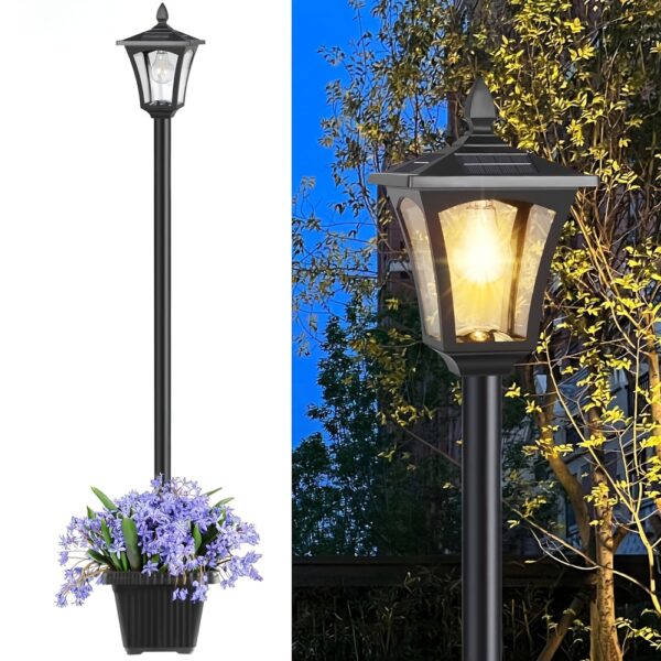 Solar Lamp Post Light, Warm White Glow for Outdoor Garden Decoration, 1pc IP44 Solar Streetlight with Pathway Illumination & Holiday Landscape Design – Perfect Christmas New Year Festive Atmosphere (60LM)