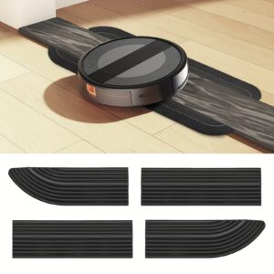 Cuttable Natural Rubber Threshold Bars for Robot Vacuums & Wheelchairs - Non-Slip Climbing Ramps with Double-Sided Tape, Customizable Doorway & Driveway Ramps for Bathroom, Smooth Tile Floors (No Drill, Durable)