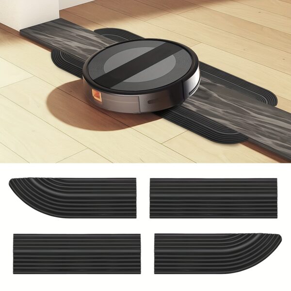 bbcf3cd5-aadf-4bc0-a75f-26d28c468fe7.jpg Cuttable Natural Rubber Threshold Bars for Robot Vacuums & Wheelchairs - Non-Slip Climbing Ramps with Double-Sided Tape, Customizable Doorway & Driveway Ramps for Bathroom, Smooth Tile Floors (No Drill, Durable)