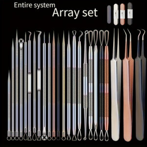 Professional Blackhead and Cleaning Suit | A Set of Manual Tools, Equipped with Precision Tweezers, Needle Aspirator and Cleaning Wipes - No Electricity Or Batteries Required