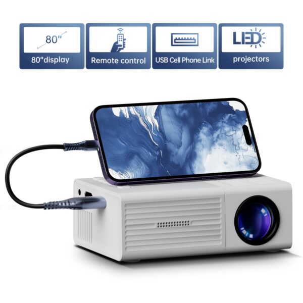 Mini Projector, Portable Video Projector, with A Resolution Of 1920*1080, Suitable for Smartphones, Tablets, And USB Use, Featuring Realistic 3D Visual Effects, And Compatible with Various Devices., Mini Portable Projector, Projector for Movies On Wall, Projector for Phone, Ceiling Light Projector, Projector for Art, Portable Entertainment, Movie Night, Compact Design, Lightweight Projector, Precision Engineering, Durable Build, Smartphone Compatible, USB Projector, Projector Full Hd