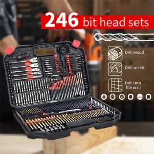 246pcs Bit Set with Storage Box, High-speed Steel Twist Bit And Titanium-coated Wood Metal Bit, Suitable for Cutting And Drilling Wood And Metal.