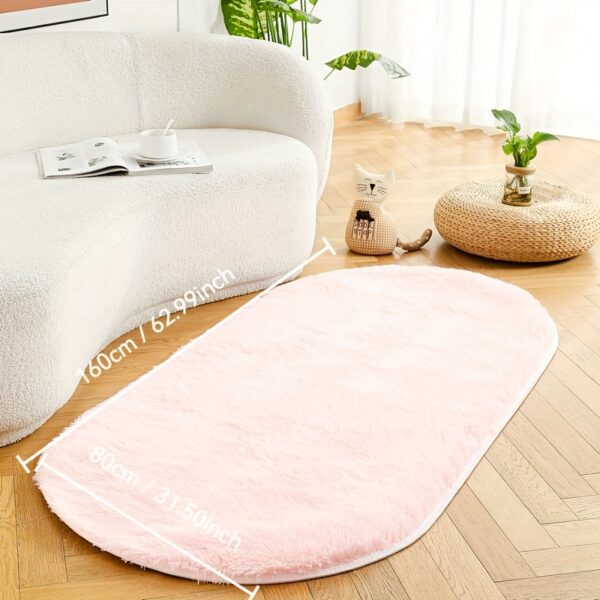 bd53b284-27a8-4e86-ae5e-707d57486235.jpg Fluffy Soft Oval Mat, Plush Mat Is Suitable for Living Room And Bedroom Home Decoration.