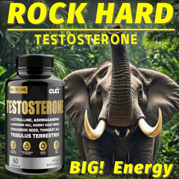 ROCK HARD Testosterone Capsules With L-Citrulline, Ashwagandhal, Horny Goat Weed, Fenugreek Seed, Tongkat Ali.Natural, Unleash The Beast, Easy Absorption, Natural Highquality Plant Ingredients, Bold Packaging, Best Gift Option For Men.