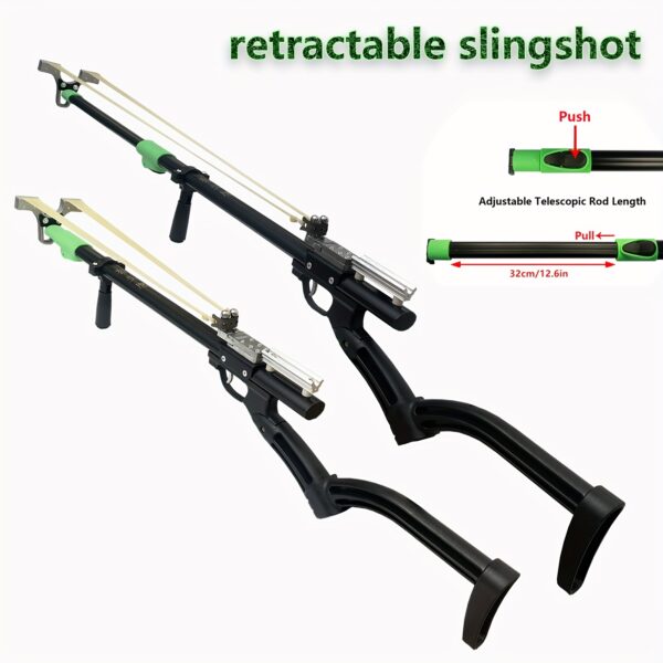 Telescopic Multifunctional Long-pole Slingshot, 5 Rubber Bands, 100 Marbles, Portable Straight Pole, Accurate Shooting, Requires Assembly, Suitable For Adult Outdoor Hunting And Competitive Entertainment