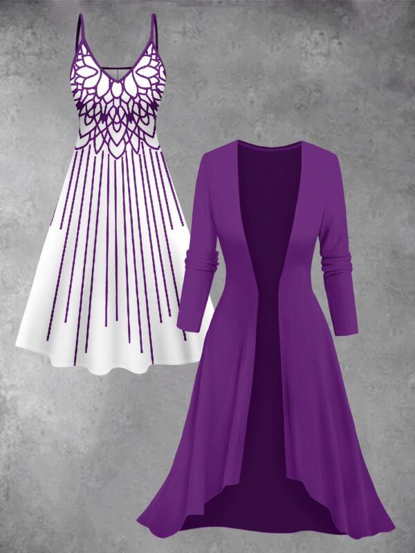 bdab5bd6-c32a-4061-9493-82f8eb87e281.jpg Plus-size dress set, stylish long cardigan with printed dress everyday elegant 2pcs set