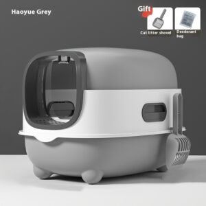 bdb8eb41-2214-49bc-9758-56f9717746f2.jpg Large Litter Box With Lid, Closed, Odorless And Leak-proof Urine Litter Box With Litter Spoon, Easy To Install And Clean, No Blue Light